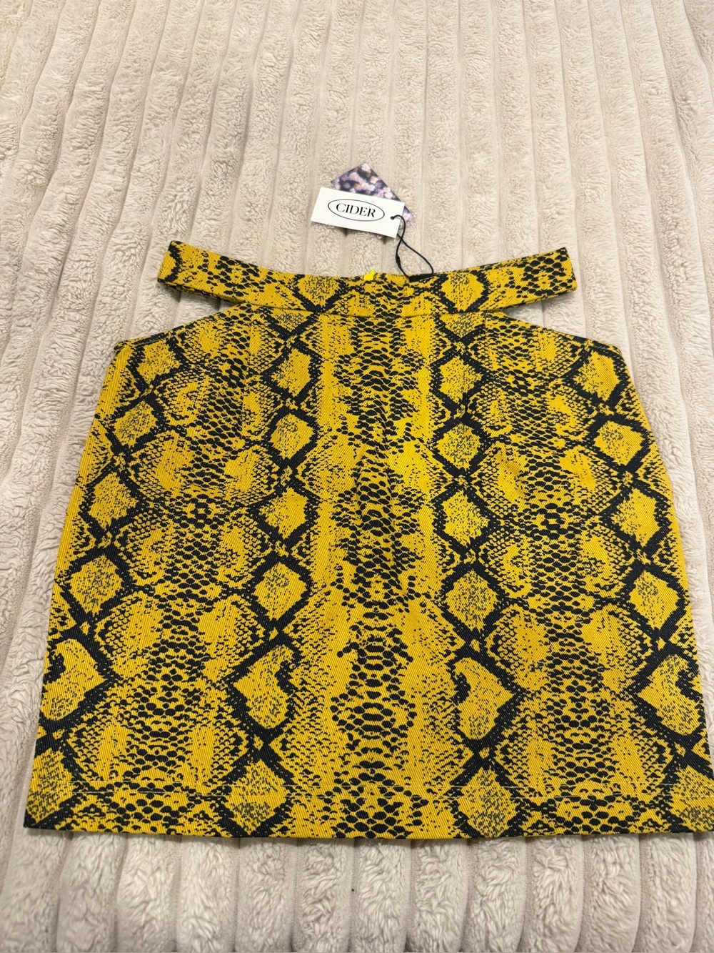 Cider Yellow python-Print Reptile skirt